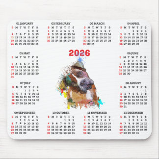 Aanpasbare Schattige Pittie Hond Kalender Muismat