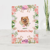 Aanpasbare Schattige Pomeranian Moederdag Kaart (Voorkant)