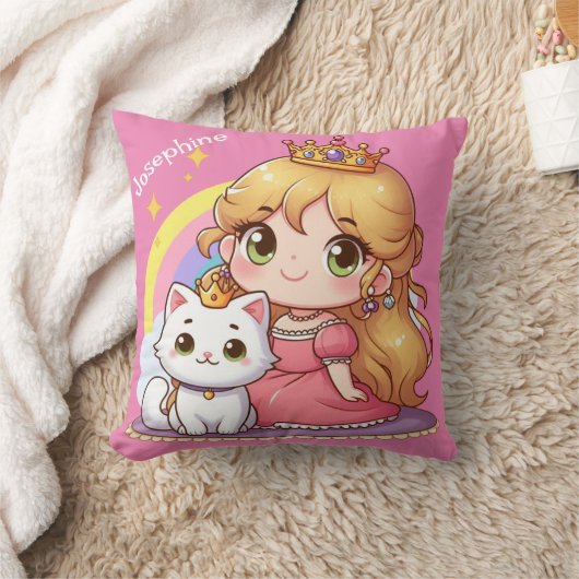 Aanpasbare Schattige prinses met Witte Kat Kussen (Deken)