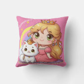 Aanpasbare Schattige prinses met Witte Kat Kussen (Achterkant)