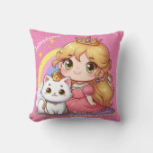 Aanpasbare Schattige prinses met Witte Kat Kussen (Voorkant)