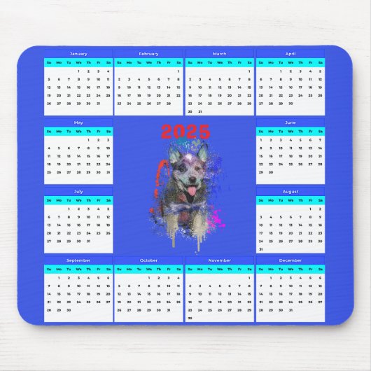 Aanpasbare Schattigee Blue Heeler Dog Calendar Muismat (Voorkant)