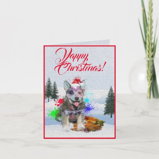 Aanpasbare Schattigee Blue Heeler Dog Yappy Xmas K Kaart (Voorkant)