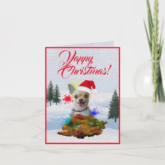 Aanpasbare Schattigee Chihuahua Dog Yappy Xmas Kaa Kaart (Voorkant)