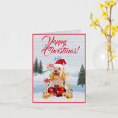 Aanpasbare Schattigee Cockapoo Dog Yappy Xmas Kaar Kaart (Gele Bloem)