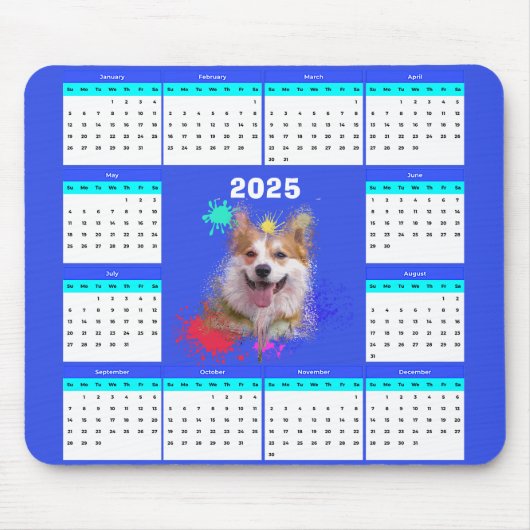 Aanpasbare Schattigee Corgi Dog Calendar Muismat (Voorkant)