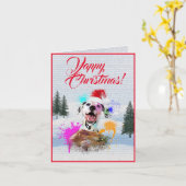 Aanpasbare Schattigee Dalmatische Hond Yappy Xmas  Kaart (Gele Bloem)