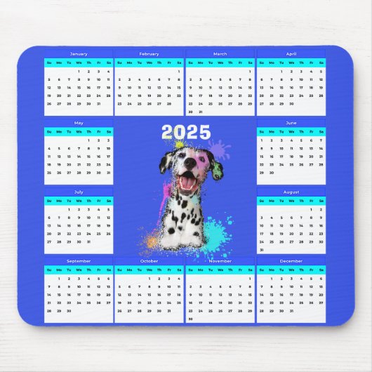Aanpasbare Schattigee Dalmatische hondenkalender Muismat (Voorkant)