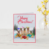 Aanpasbare Schattigee Duitse herder kerst Kaart (Gele Bloem)