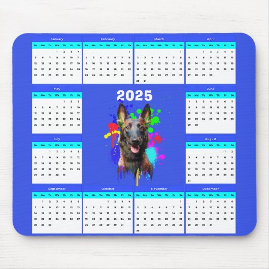 Aanpasbare Schattigee Malinois hondenkalender Muismat (Voorkant)
