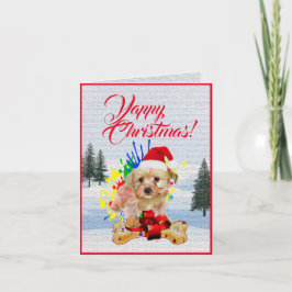 Aanpasbare Schattigee Morkie Dog Christmas Kaart