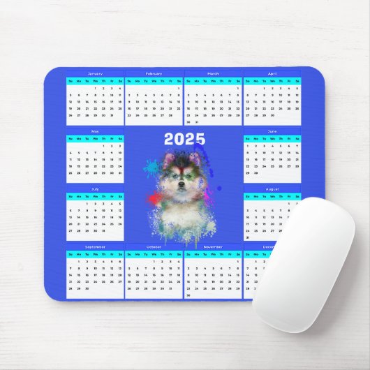 Aanpasbare Schattigee Pomsky Hondenkalender Muismat (Met muis)