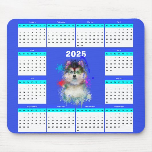 Aanpasbare Schattigee Pomsky Hondenkalender Muismat (Voorkant)