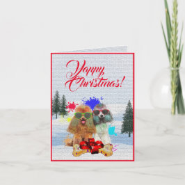 Aanpasbare Schattigee Poodle Dog Christmas Kaart
