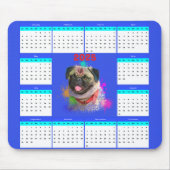Aanpasbare Schattigee Pug Dog Kalender Muismat (Voorkant)