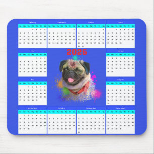 Aanpasbare Schattigee Pug Dog Kalender Muismat