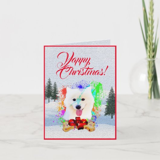 Aanpasbare Schattigee Samoyed Dog Yapy Christmas K Kaart (Voorkant)