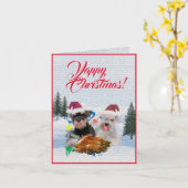 Aanpasbare Schattigee Schnauzer Dog Christmas Kaar Kaart (Gele Bloem)