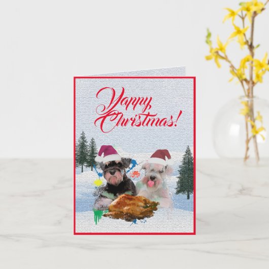 Aanpasbare Schattigee Schnauzer Dog Christmas Kaar Kaart (Gele Bloem)