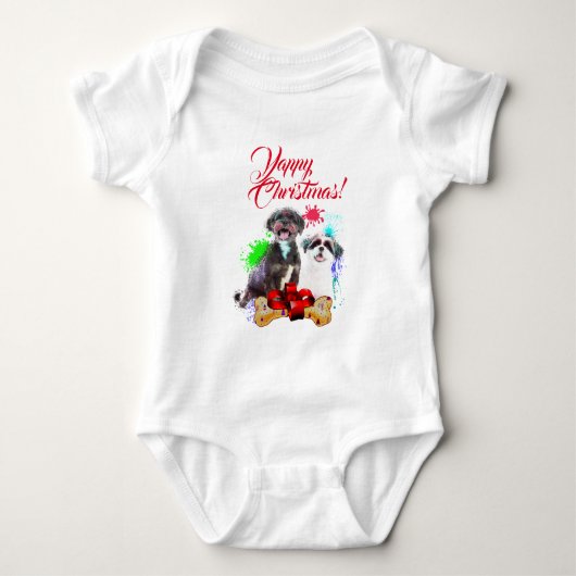 Aanpasbare Schattigee Shih Tzu Dog Yappy Christmas Romper (Voorkant)