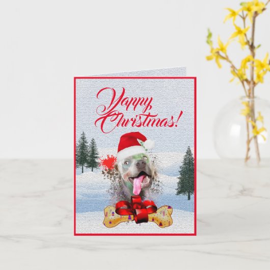 Aanpasbare Schattigee Weimaraner Dog Christmas Kaa Kaart (Gele Bloem)