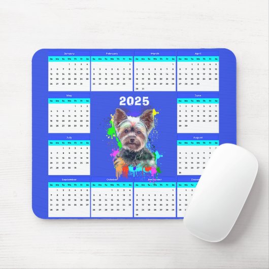 Aanpasbare Schattigee Yorkie hondenkalender Muismat (Met muis)