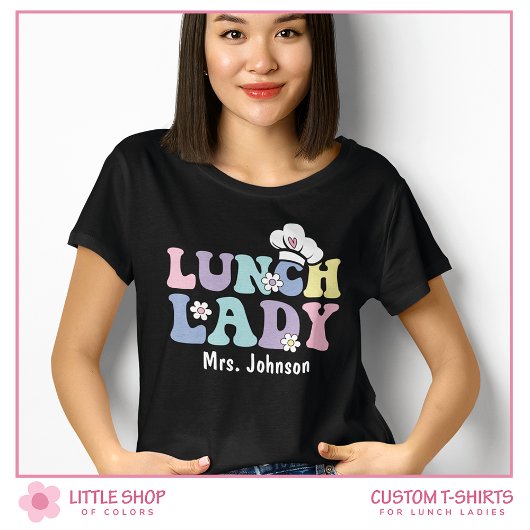 Aanpasbare school lunch dames cafetaria team t-shirt