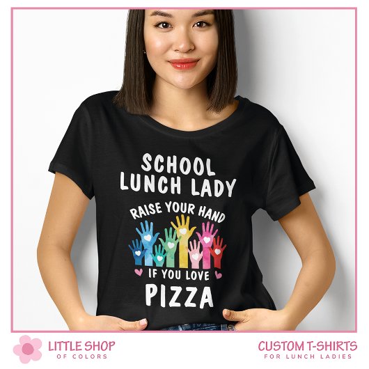 Aanpasbare schoollunch dames pizzadag t-shirt
