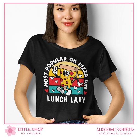 Aanpasbare schoollunch dames pizzadag t-shirt