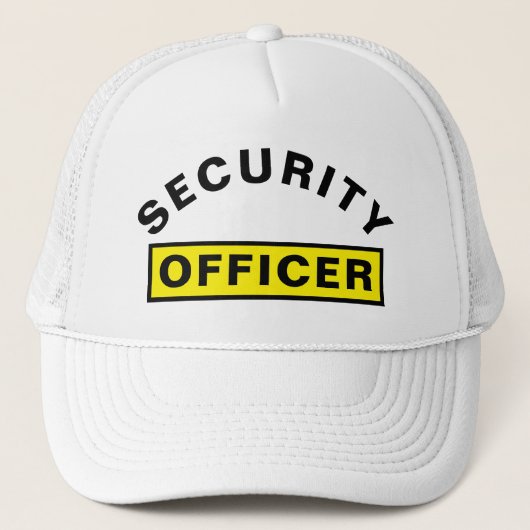 Aanpasbare SECURITY OFFICER Tekst Statement Wit Trucker Pet (Voorkant)