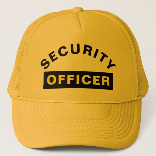 Aanpasbare SECURITY OFFICER tekststatement Geel Trucker Pet (Voorkant)