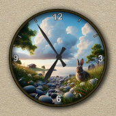 Aanpasbare Serene Konijn Klok Achtergrond