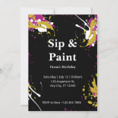 Aanpasbare Sip and Paint Feest Uitnodiging (Voorkant)