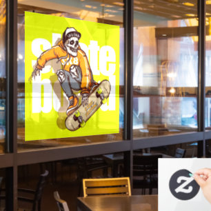 Aanpasbare Skateboard Winkel Promo Schedel Skater Raamsticker