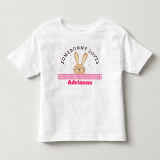 Aanpasbare Somebunny Loves You Roze Kinderen T-shi Kinder Shirts
