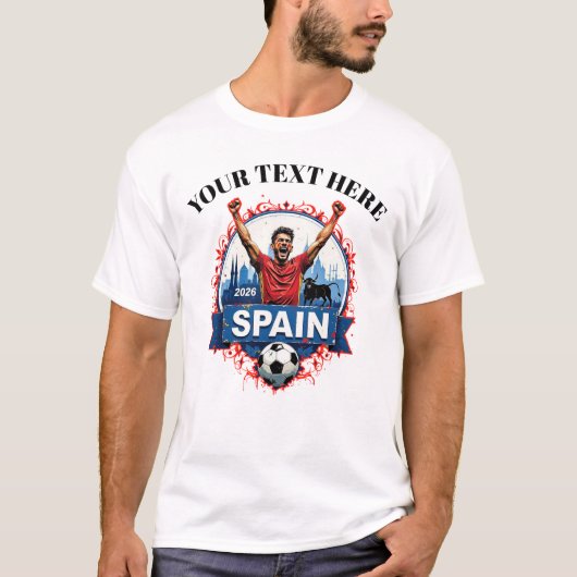 Aanpasbare Spanje Voetbal Team Supporters T-shirt (Voorkant)