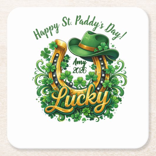 Aanpasbare St. Patrick's Day Kartonnen Onderzetters (Voorkant)