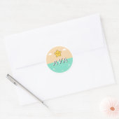 Aanpasbare sticker met kindernaam – Lachende ster (Envelop)