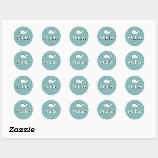 Aanpasbare sticker met kindernaam – Walvisontwerp (Vel)