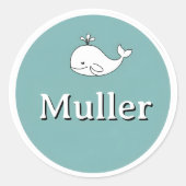 Aanpasbare sticker met kindernaam – Walvisontwerp (Voorkant)
