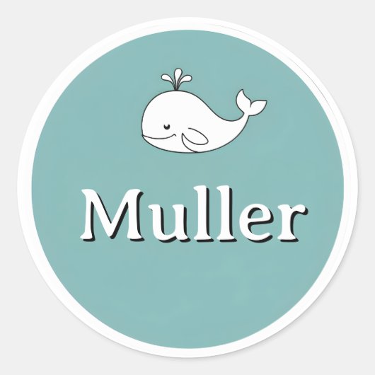 Aanpasbare sticker met kindernaam – Walvisontwerp (Voorkant)