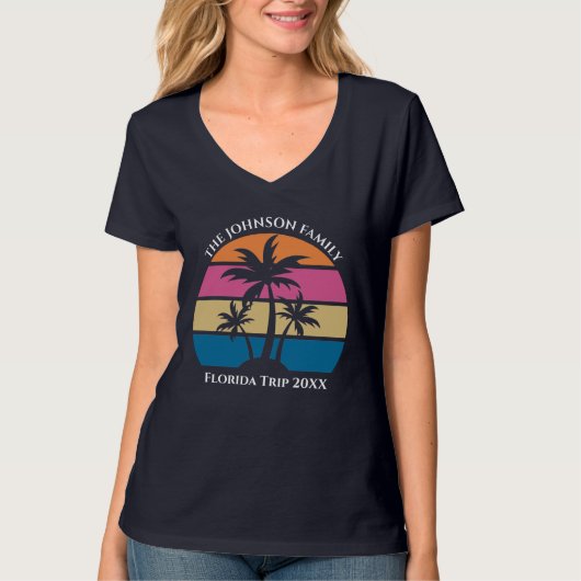Aanpasbare strandtrip Cute Navy Blue Dames T-shirt (Voorkant)