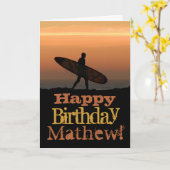 Aanpasbare Surfer Birthday-kaart Kaart (Gele Bloem)