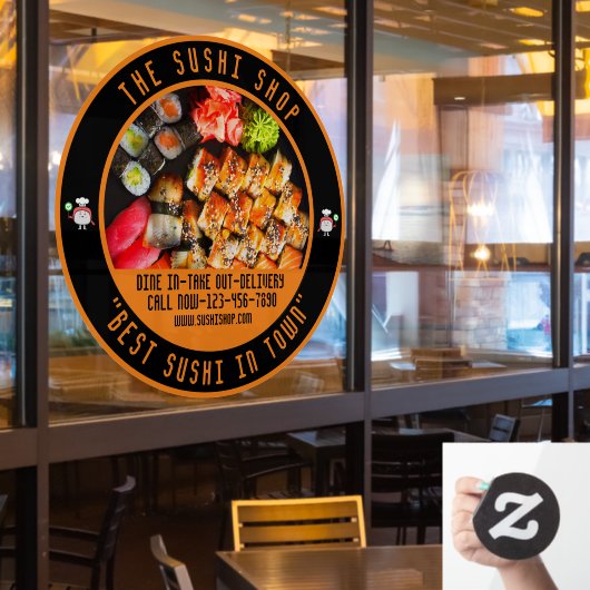 Aanpasbare Sushi Restaurant Grote Voorzijde Raamsticker (Restaurant Raam)