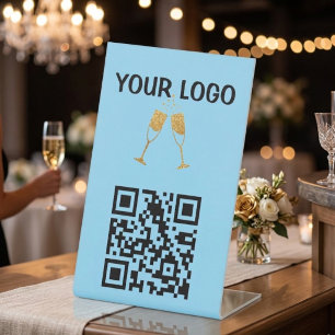 AANPASBARE TAFEL QR CODE STAND VOOR RESTAURANTS  RECLAMEBORD MET VOETSTUK
