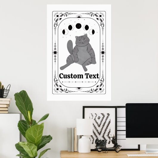 Aanpasbare Tarot Zodiac Hemelse Maan Kat Liefhebbe Poster (Thuiskantoor)