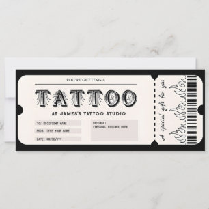 Aanpasbare tatoeage cadeaubonkaart voucher kaart