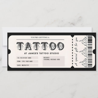 Aanpasbare tatoeage cadeaubonkaart voucher kaart
