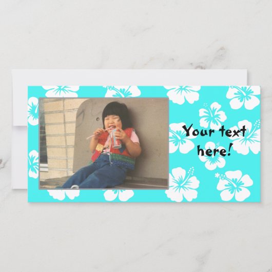Aanpasbare Teal Hibiscus Fotocard (Voorkant)