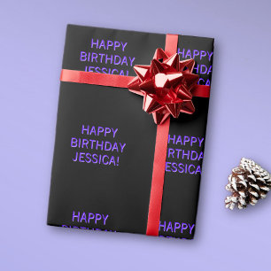 Aanpasbare tekst Gelukkig verjaardag aan elke naam Cadeaupapier
